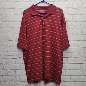 Nike Golf Dri-Fit Polo Shirt XL Red Stripe Athletic Golfcore Preppy Sporty
